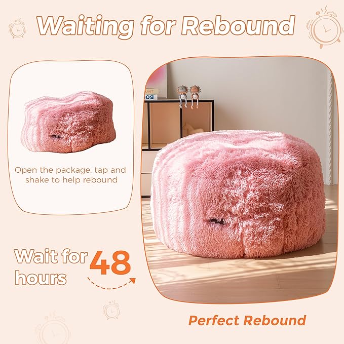 MAXYOYO Kids Bean Bag Chair, Stuffed Faux Fur Bean Bag - Image 9