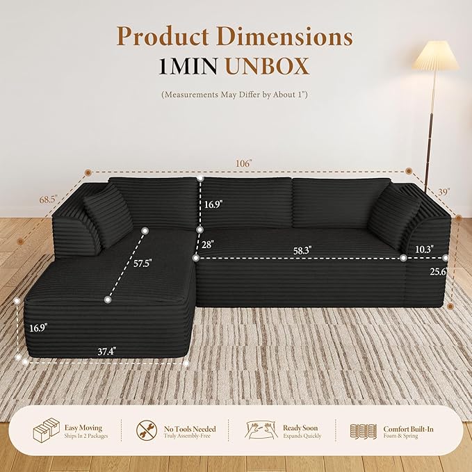 Vesgantti 106" Boneless Couch - Image 2