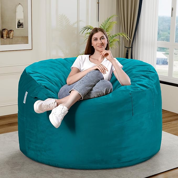HABUTWAY Bean Bag Chair 3Ft Luxurious Velvet Ultra Soft Fur - Image 2