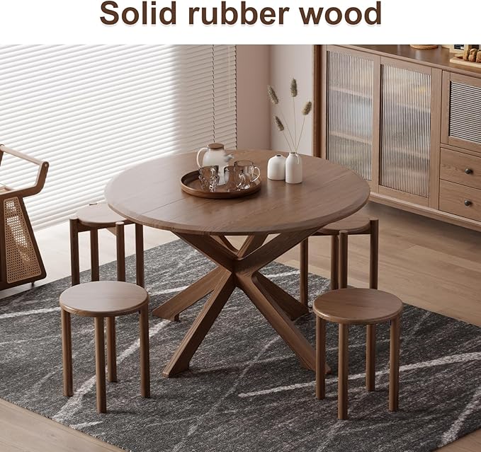 Stackable Stools Set of 4, Wooden Stools 18 Inch Stool Nesting Side Tables - Image 6
