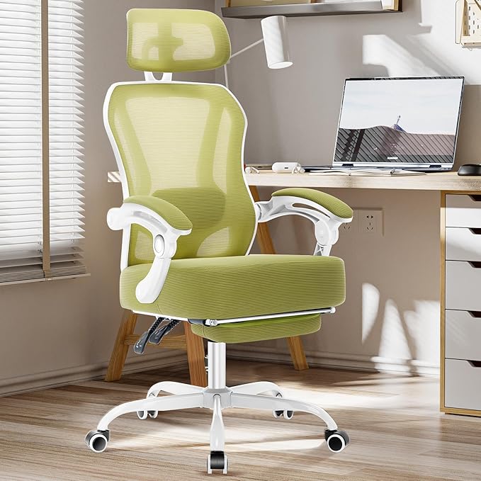 Ergonomic Office Chair with Footrest, Ultra Thick Reclining Office Desk Chair by TUKAKA