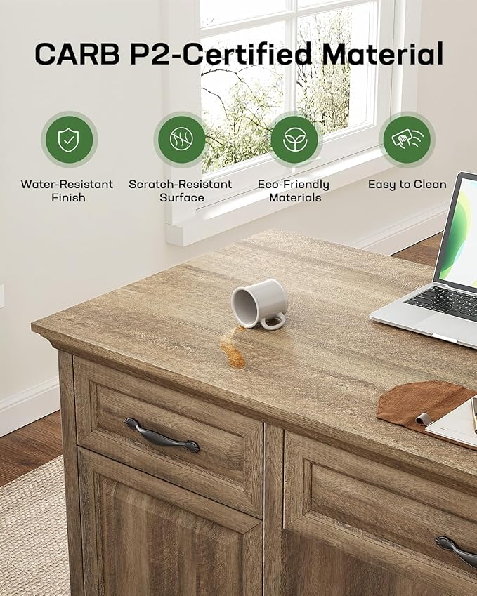 Marsail 60″ Farmhouse Executive Desk, Home Office Desk - Image 6