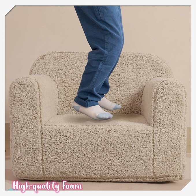 Kids Snuggly-Soft Sherpa Chair, Cuddly Toddler Foam Chair - Image 7