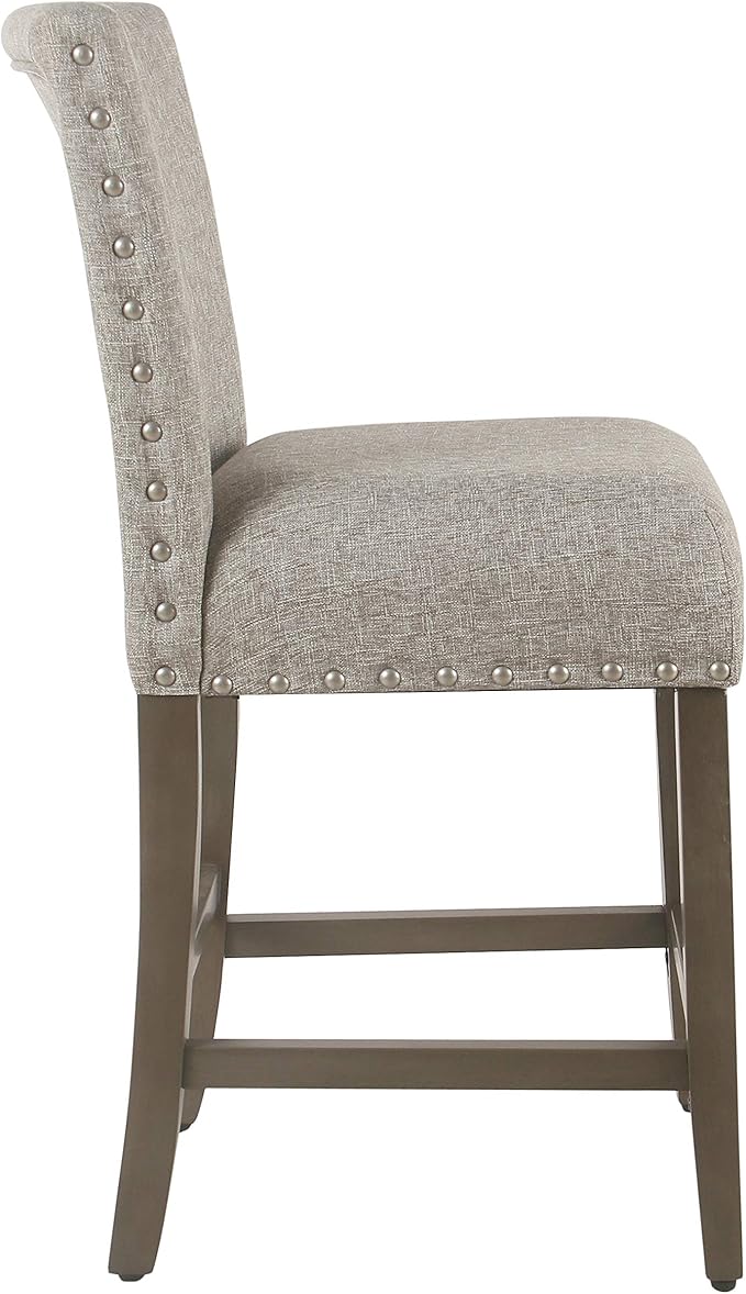 Homepop Home Decor | Backless Nailhead Trim Counter Height Bar Stools | 24 Inch - Image 14
