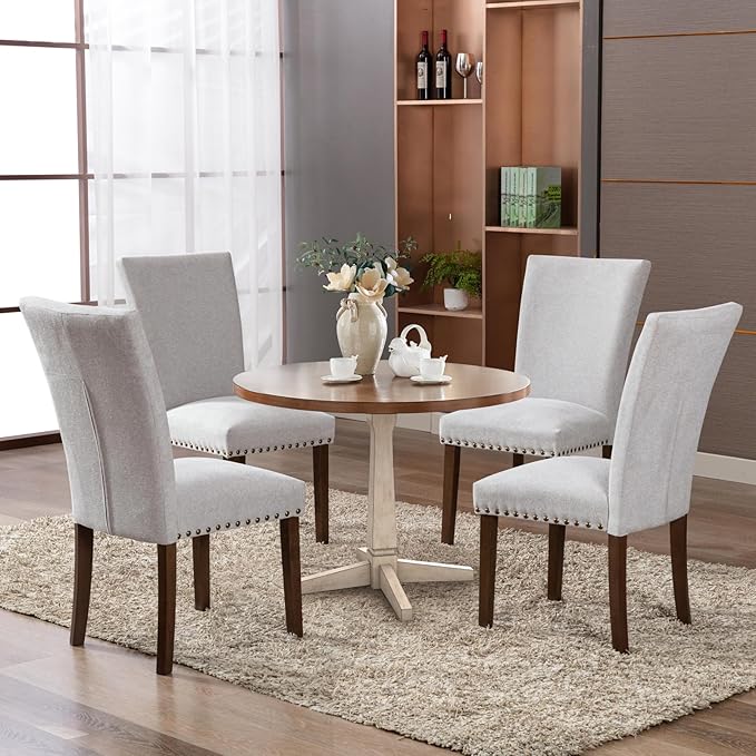 COLAMY Upholstered Parsons Dining Chairs Set of 4, Fabric Dining Room Kitchen - Image 4