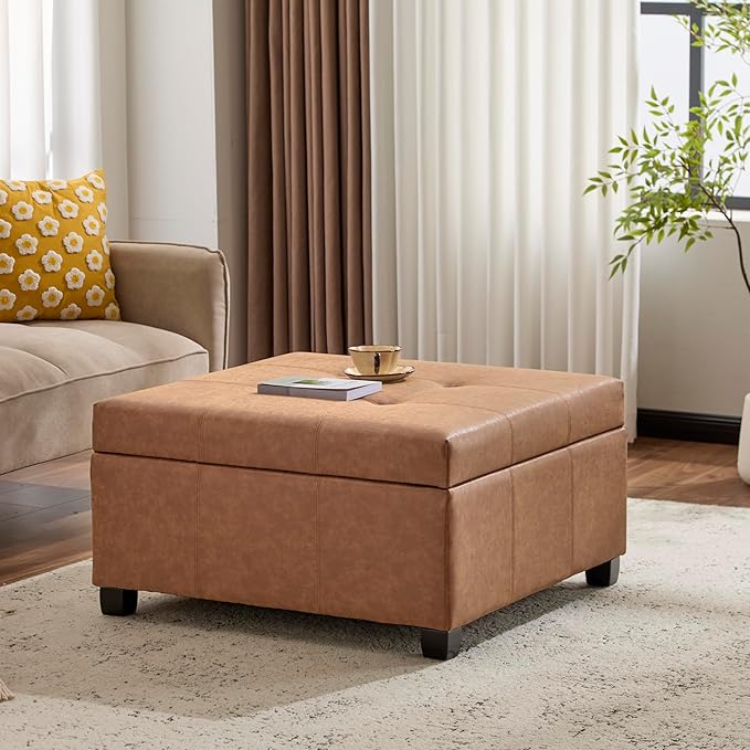 Christopher Knight Home Lorel Faux Leather Square Storage Ottoman Coffee Table by ChristopherKnightHome