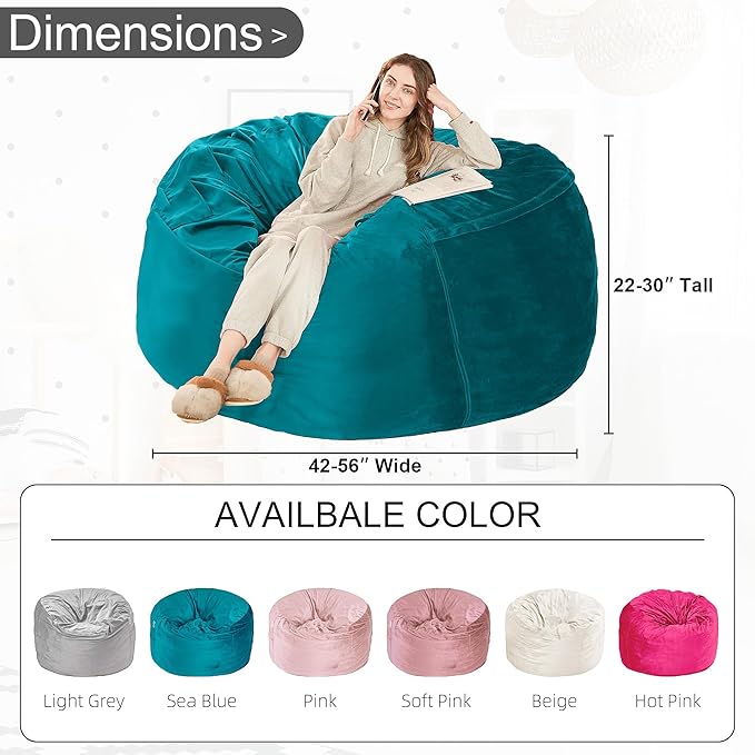 HABUTWAY Bean Bag Chair: Giant 4' Memory Foam Furniture Bean Bag Chairs - Image 3