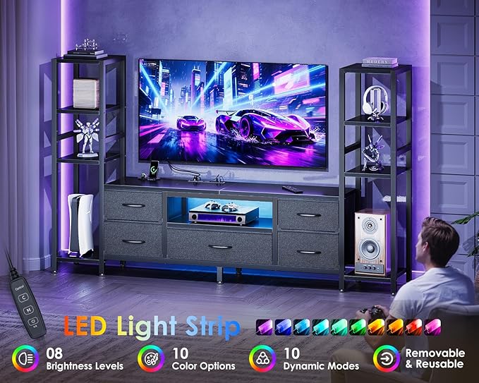 Casaottima 71" TV Stands for 43, 55 Inch TV Entertainment Center - Image 4