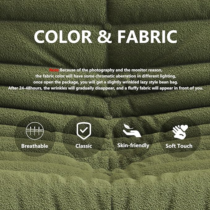 Bean Bag Chairs for Adults, BeanBag Reading Chair Memory Foam Couch 3-Seater - Image 4