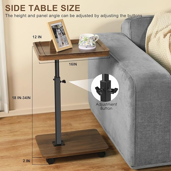 Adjustable Height Couch Tables That Slide Under Sofa, 360° Swivel Modern Tv - Image 5