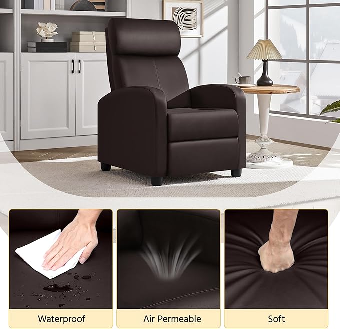 Yaheetech Recliner Chair Faux Leather Recliner Sofa Adjustable Modern Seat Club - Image 9