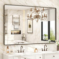 55x36 Bronze Framed Bathroom Mirror, Rectangle Brushed Bronze Metal Vanity by VANLIOBathroomMirror