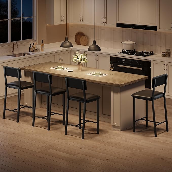 Garvee Bar Stools Set of 4, Kitchen Barstools - Image 5