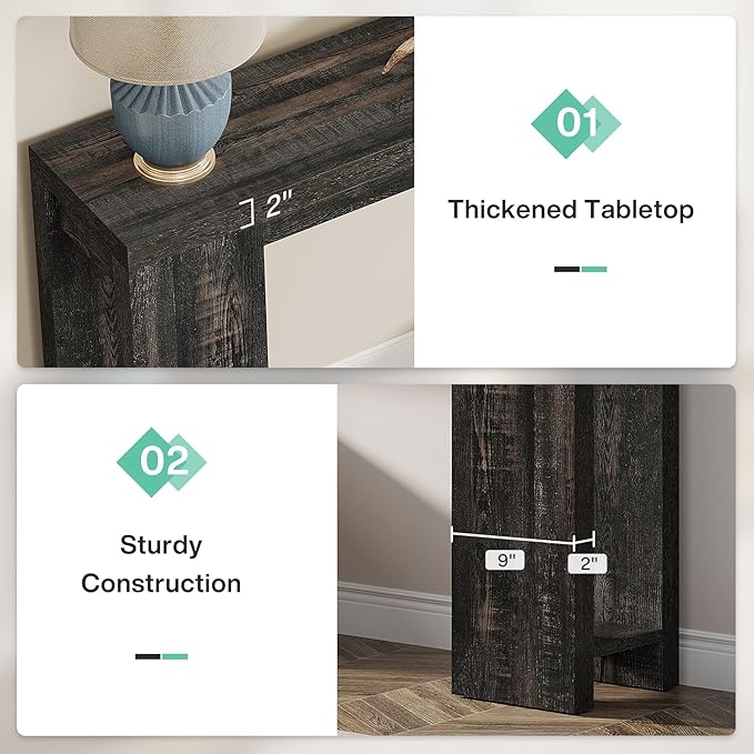 Tribesigns 70.9-Inch Extra Long Console Table, Farmhouse Wood Sofa Table Behind - Image 7