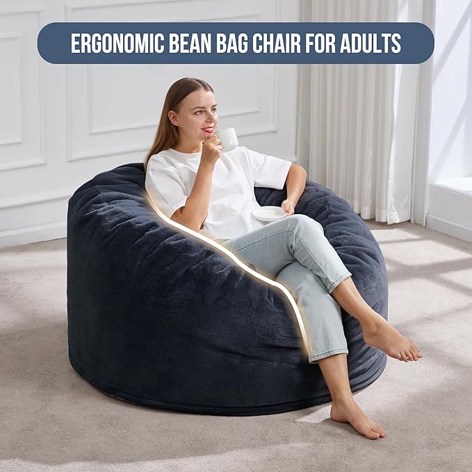 Hobestluk 3ft Bean Bag Chairs for Adults Large Beanbag Chair - Image 3