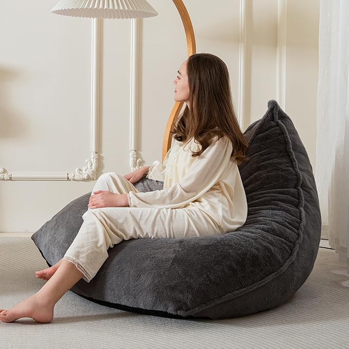 BYBYME Bean Bag Chairs Sherpa Lazy Sofa, Giant Beanbag Chairs - Image 9