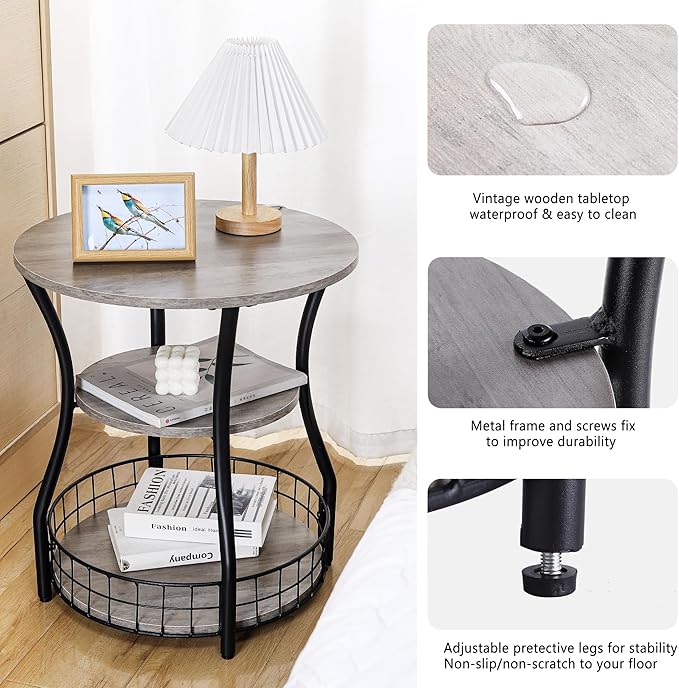 Small Side Table Round End Table - Image 5
