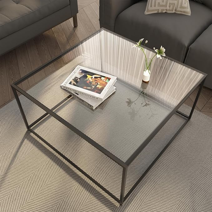 Glass Coffee Table Modern Center Table, Minimalist Coffee Table Sofa Side Tea by Easy+Paws