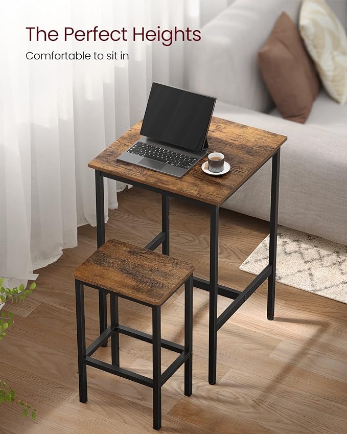 VASAGLE Bar Table and Chairs Set, Square Table - Image 4