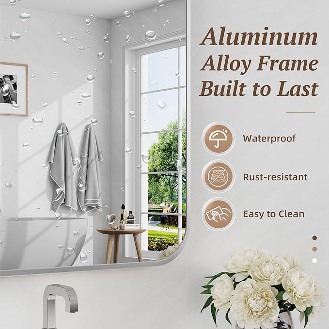 Bathroom Mirror 48" x 36", Large Rectangle Wall Mirror, Entryway Decor - Image 4