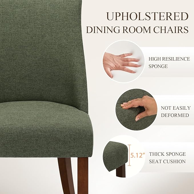 COLAMY Upholstered Dining Chairs Set of 2, Mid Century Modern Kitchen Chairs - Image 4