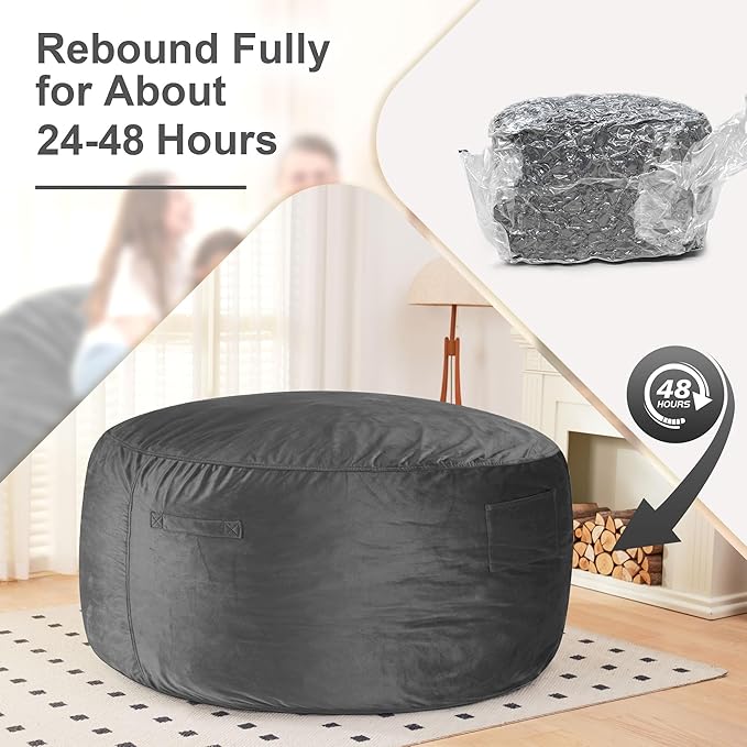 HABUTWAY Bean Bag Chair: Giant 6' Memory Foam Furniture Bean Bag Chair - 6Ft - Image 6