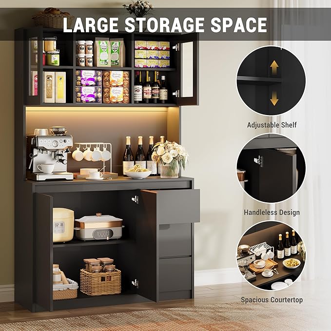 Garvee Kitchen Pantry Cabinet, Kitchen Storage Hutch - Image 5