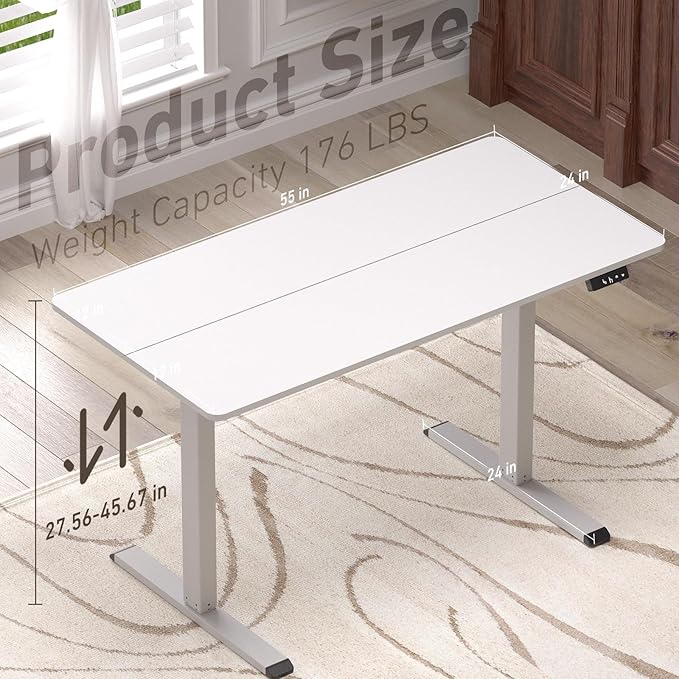 Ywin Electric Height Adjustable Standing Desk, 55 x 24 inches Sit Stand Desk - Image 3