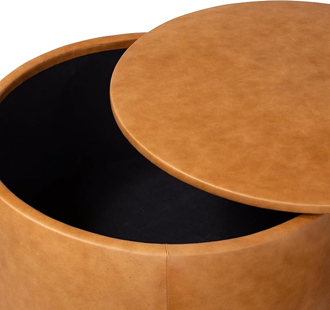 POLY & BARK Herve Storage Ottoman in Cognac Tan - Image 11