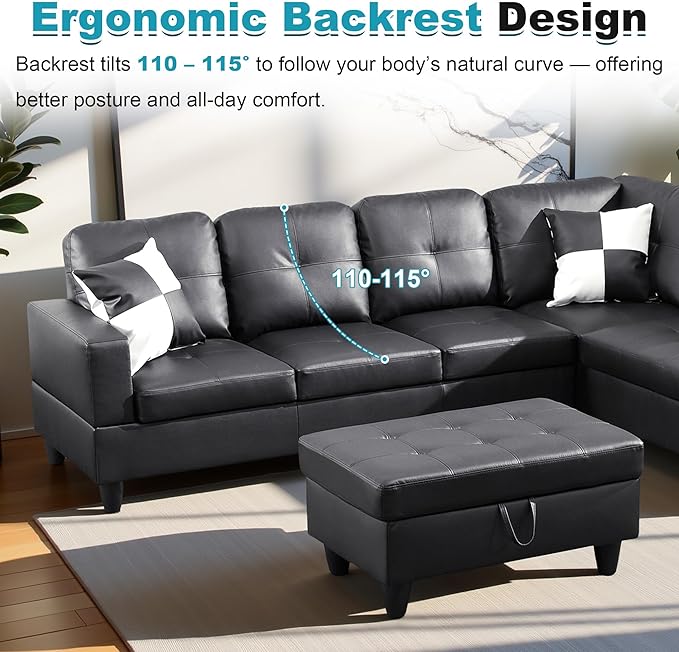 103.5" Oversized Sectional Couch, L Shaped Couch - Image 6