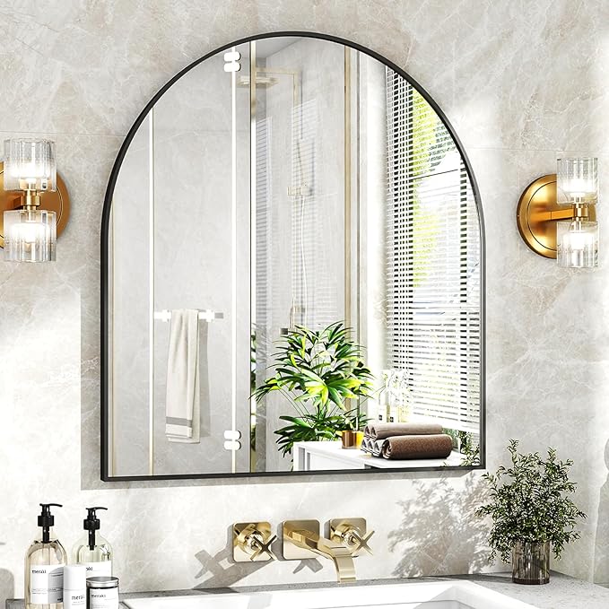 31"x32" Arched Wall Mirror for Bathroom, Living Room, Decorative Hanging Mirror - Image 3