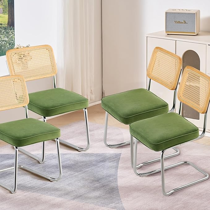 VEVOR Rattan Dining Chairs Set of 4, Mid Century Modern Dining Chair, - Image 9