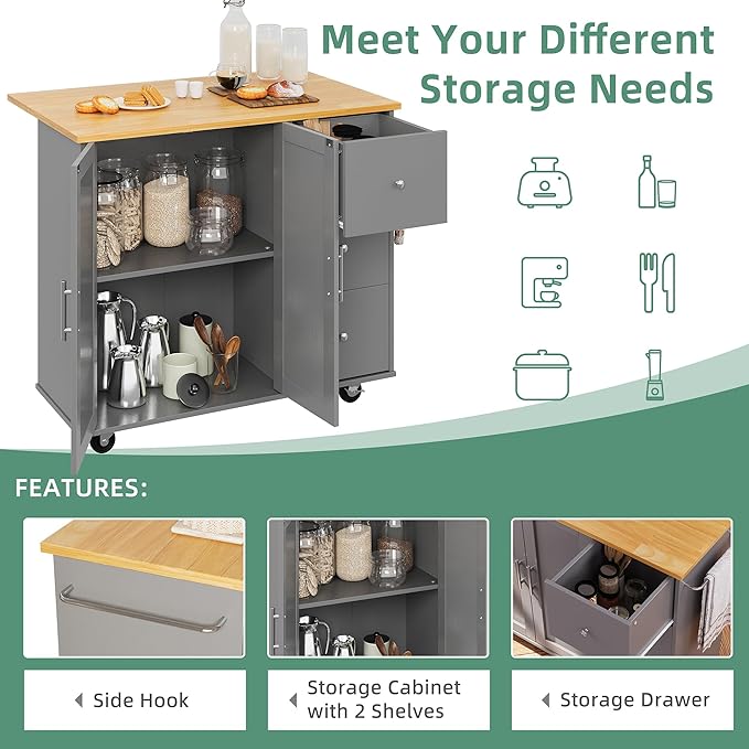 Shintenchi Rolling Kitchen Island Cart - Image 6