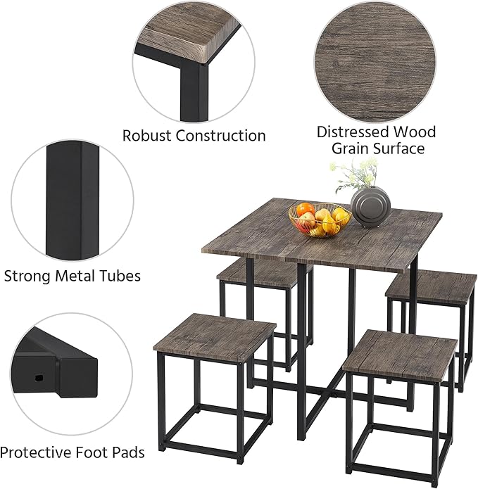 Yaheetech Industrial Dining Table Set - Image 8