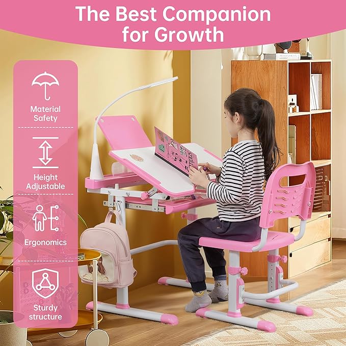 Real Relax Kids Desk and Chair Set, Children's Multifunctional School Tables - Image 2