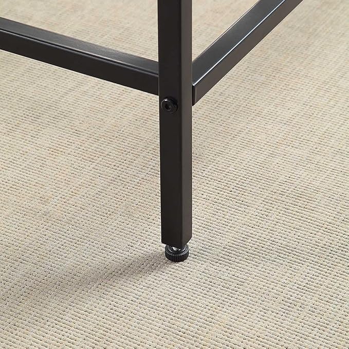 CAWS 22" W Black End Table, Tempered Glass Rectangle Side Table, Night Stand - Image 6