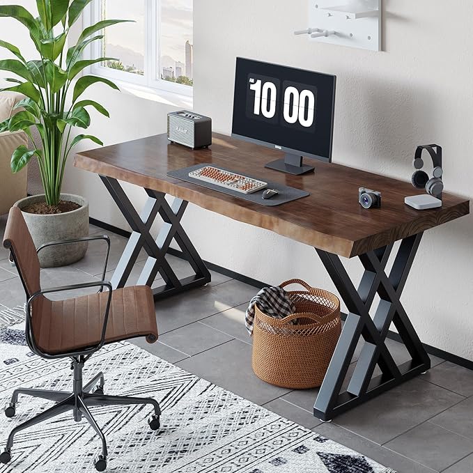 Solid Wood Computer Desk Study Office Desk 55" Writing Desk, Modern Simple - Image 4