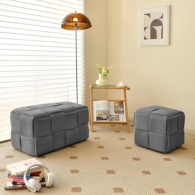 Ottoman Foot Rest Soft and Comfortable Ottoman Square Corduroy Woven Design - Image 6