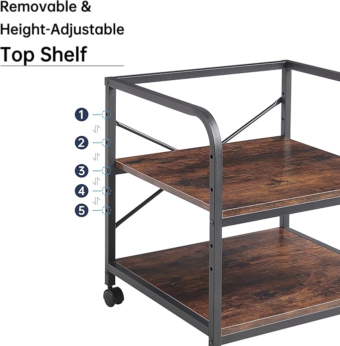 Under Desk Printer Stand, 20 Inches Deep Large Printer Table - Image 4