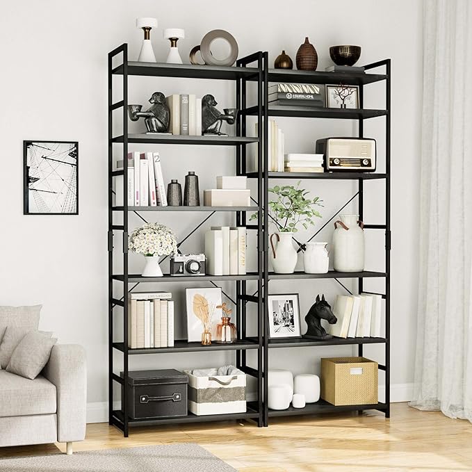 OTK 6 Tier Adjustable Bookshelf, Tall Bookcase, Office Shelf Storage Organizer - Image 4