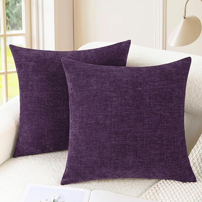 CaliTime Throw Pillow Covers Decorative 20 X 20 Inches Pack of 2 Cozy Chenille by CaliTime