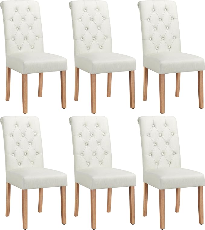 Yaheetech Dining Chairs Set of 6 Fabric Upholstered Dining Room Chairs by Yaheetech