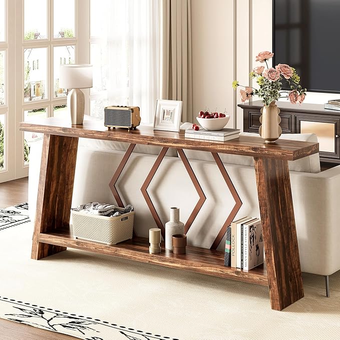 LITTLE TREE 70.9-Inch Console Table, Long Sofa Table Behind Couch, Farmhouse by LITTLETREE
