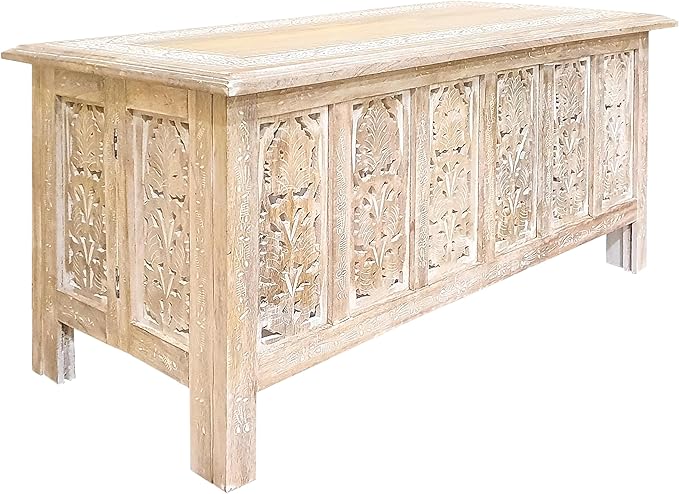 The Wooden Town Rectangular Coffee Table – 36x18 Inch White Wash Finish | by TheWoodenTown