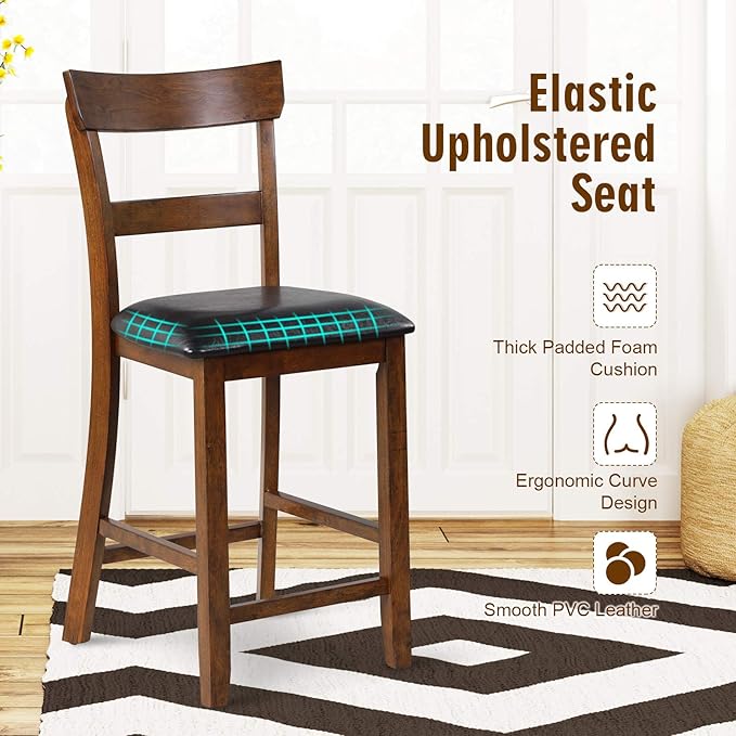 COSTWAY Bar Stools Set of 2, 25.5-Inch Counter Height Chair - Image 7