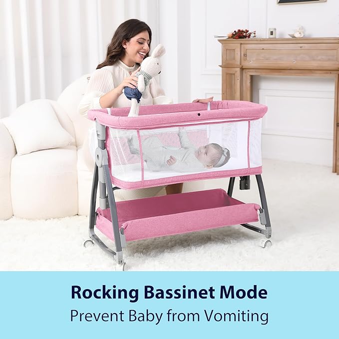 Baby Bassinet Bedside Sleeper, 3 in 1 Rocking Bassinet - Image 5