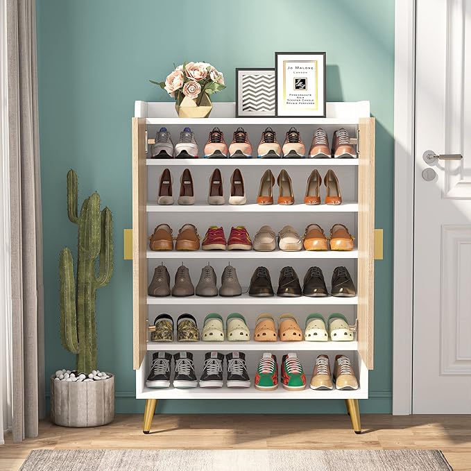 Tribesigns Shoe Cabinet with Doors, 7-Tier Shoe Storage Cabinet with Adjustable - Image 5
