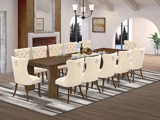 X12DA-008-32 - 13 Pieces Dining Room Set contains an Extendable Rectangle by LuxebyEastWestFurniture
