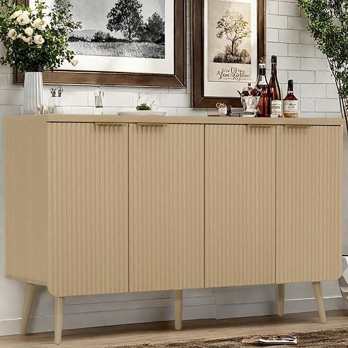 Buffet Cabinet, Sideboard Fluted Cabinet Modern Kitchen Buffet Storage Cabinets - Image 3
