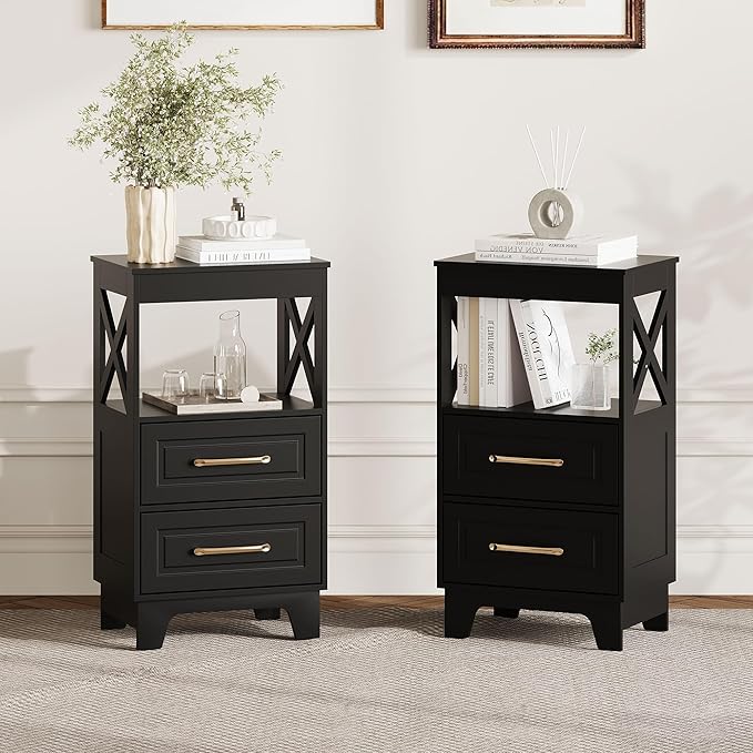 Tall Nightstand Set of 2 Side Table - Image 2